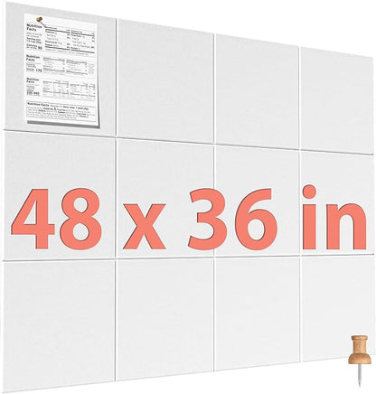 MaxGear Large Cork Board for Wall 48" x 36" White Bulletin Board, 12 Pack Felt by MaxGear