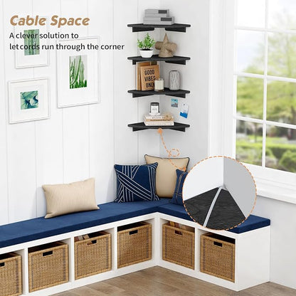 Forbena Black Floating Corner Bookshelf - Image 5