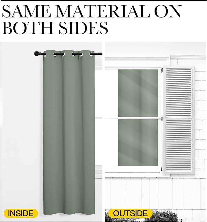 NICETOWN Greyish Green Blackout Curtains 86" Long - Image 6
