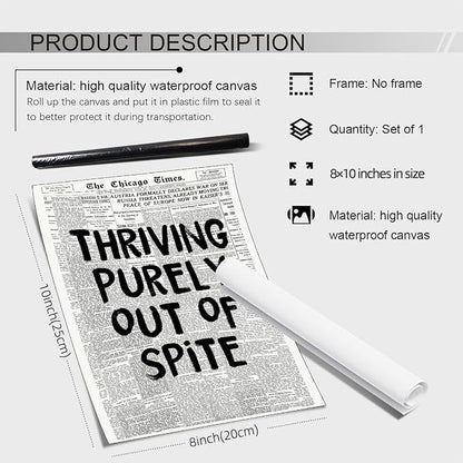 noxozoqm Black And White Newspaper Poster Fashion Fun Motivational Quote Wall - Image 2