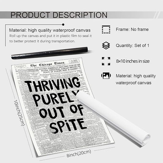 noxozoqm Black And White Newspaper Poster Fashion Fun Motivational Quote Wall - Image 2