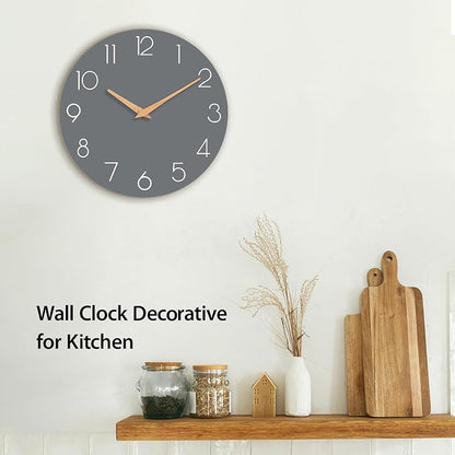 cicininc Wall Clock, 10 Inch Wooden Silent Non-Ticking, Decorative Battery - Image 4