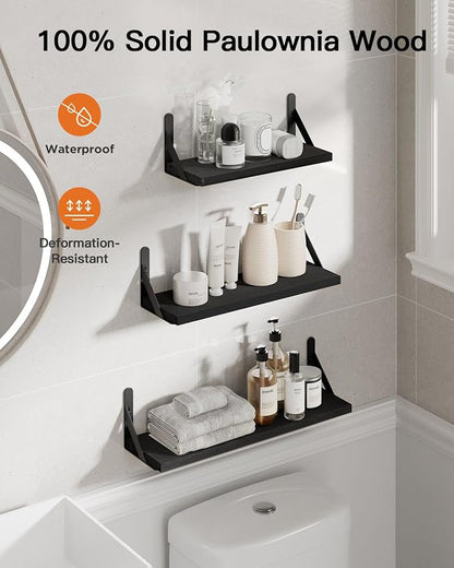 AMADA HOMEFURNISHING Wall Shelves Set of 6, Wood Floating Shelves - Image 5