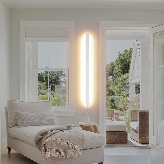 KELUOLY Modern Plug in Long Wall Sconce, 39.3" White Matte LED Wall Lights - Image 2