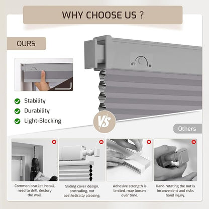 Grandekor No Drill No Tools Cordless Cellular Shades, UV Protection Privacy No - Image 5