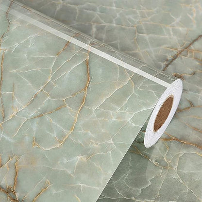 Cyan Glossy Marble Contact Paper Peel and Stick Countertops Self Adhesive by WallpaperDecoration