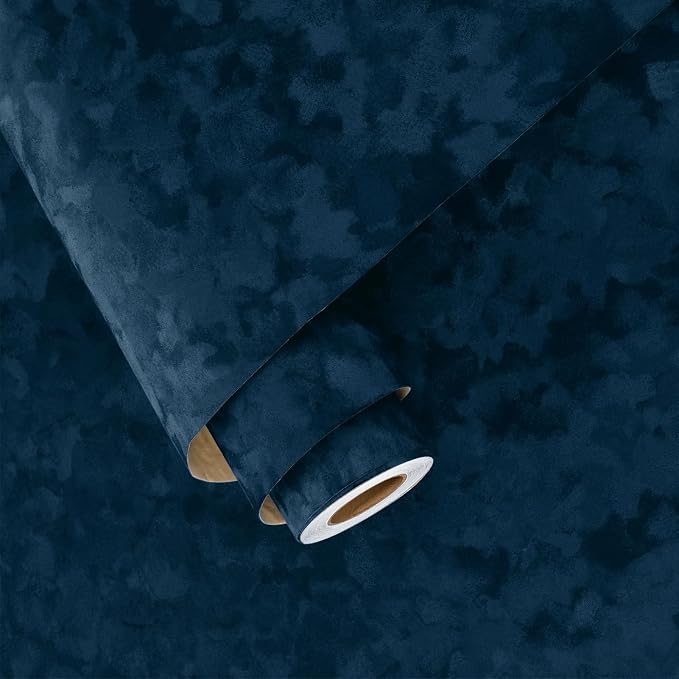Wallercity Blue Velvet Wallpaper Textured Vitnage Peel and Stick Wallpaper by Wallercity