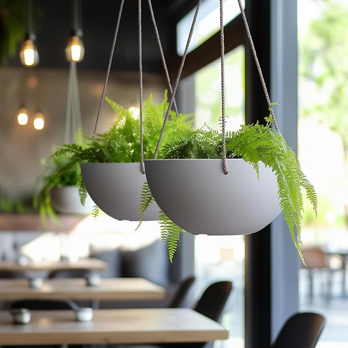 LA Jolie Muse Hanging Planter - 9.84 Inch Hanging Planters for Indoor Plants, Hanging Pots for Plants Indoor Outdoor, Set of 2, White