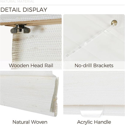 TWOPAGES Natural Woven Motorized Roman Shades, Custom Remote Control Bamboo - Image 5