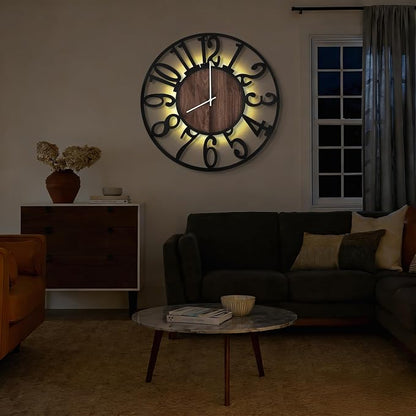 32'' Large Wall Clock with Adjustable Night Light, Glow in The Dark Decorative - Image 4