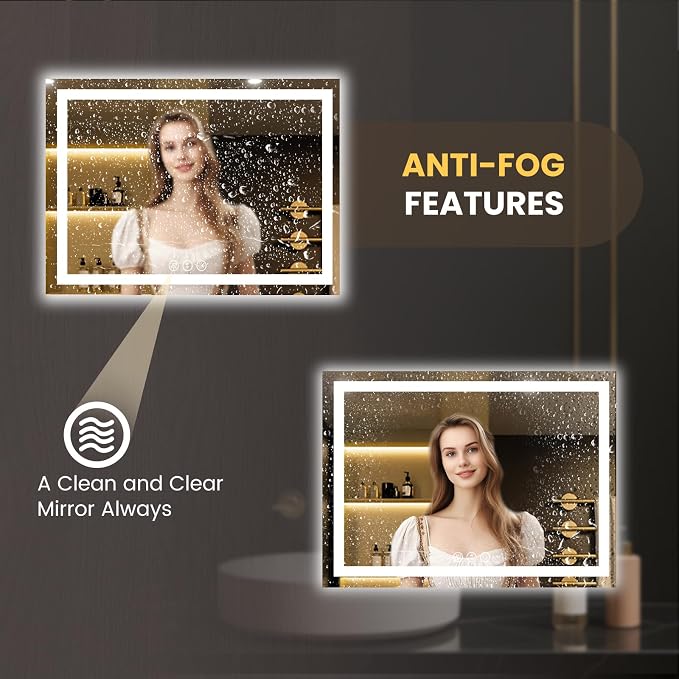 LOAAO 58"x40" LED Bathroom Mirror - Image 4