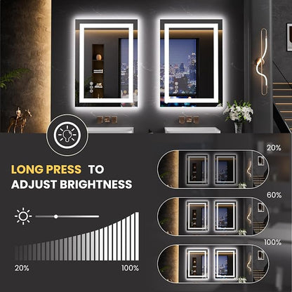 LOAAO 20"x28" LED Mirror for Bathroom, Lighted Bathroom Mirror - Image 3