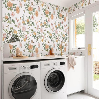 Froluya Floral Peel and Stick Wallpaper Vintage Floral Contact Paper 16.9” x - Image 3