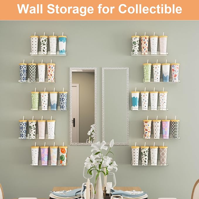 upsimples 8 Pack Acrylic Shelves Wall Organizer and Storage, Toy Cars, Kids - Image 7