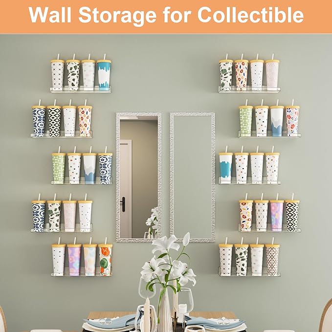 upsimples 12 Pack Acrylic Shelves Wall Organizer and Storage, Toy Cars - Image 7