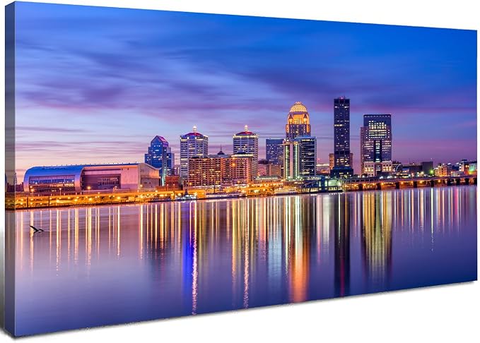 Louisville City Wall Art Sunset Kentucky Decor Colorful Waterfront Park Canvas by HOME