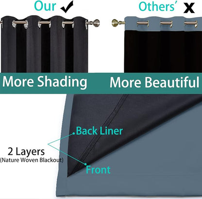 Yakamok Total Blackout Extra Wide Patio Sliding Door Curtains, Grommet Thermal - Image 5