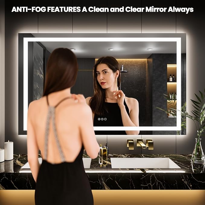 LOAAO 55"X40" LED Mirror for Bathroom, Lighted Bathroom Mirror - Image 2