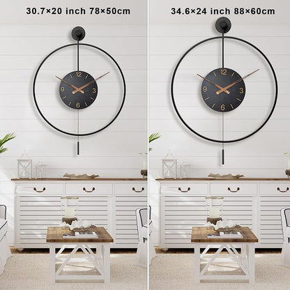 Pytha Sight Large Modern Wall Clock, 30.7× 20 Inch Big Metal Minimalist Arabic - Image 3