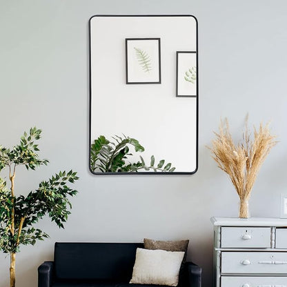 ZenStyle Black Metal Framed Rectangular Wall Mirror 24" x 36" Bathroom Mirror - Image 4