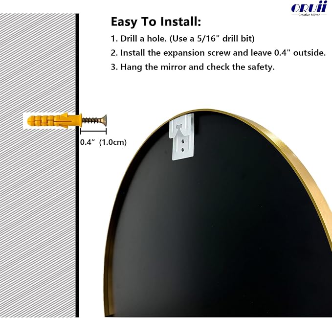 Oruii Gold Circle Mirror, 20 inch Round Mirror Metal Frame, Living Room - Image 7