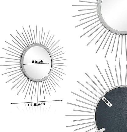 3 Set Sunburst Mirrors for Wall Decorative Metal Mirrors Small Mirror Sets - Image 6