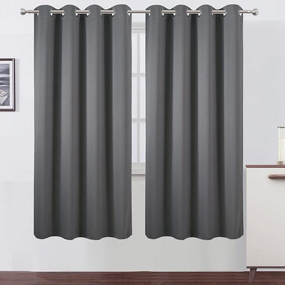 LEMOMO Grey Blackout Curtains/52 x 72 Inch/Set of 2 Panels Thermal Insulated by Lemomo