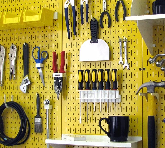Wall Control Pegboard 32in x 16in Yellow Metal Pegboard Tool Board Panel - Image 2