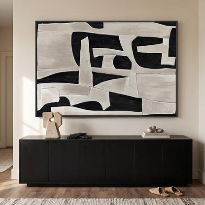 Extra Large Framed Black and White Abstract Wall Art - Image 3