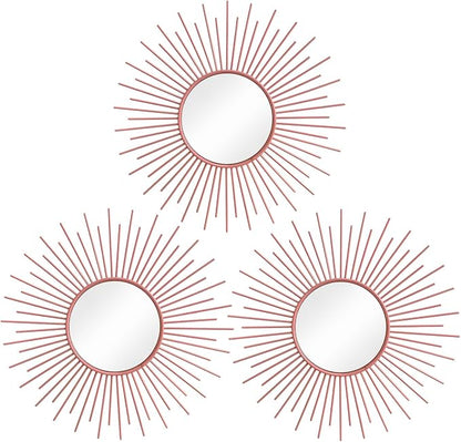 3 Pack Metal Mirrors for Wall Sunburst Wall Mirrors Home Décor Decorative by Uaussi