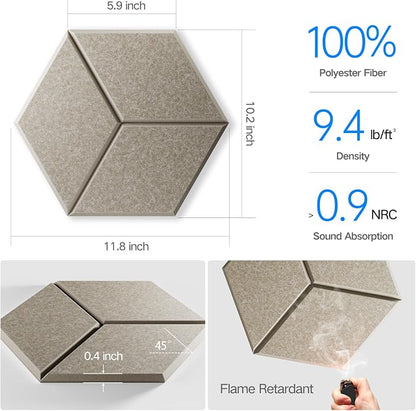 16 Pack Self-Adhesive Acoustic Panels 12" X 10" X 0.4" - Image 3