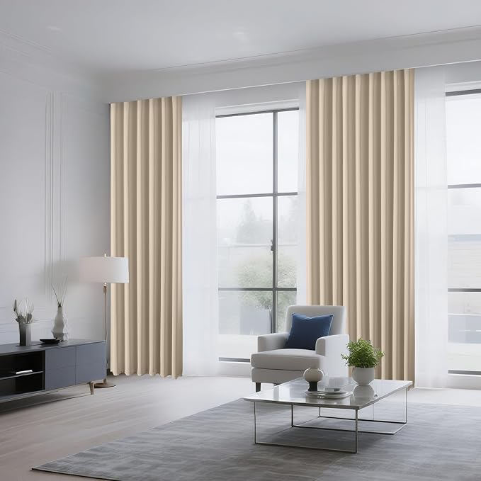 CUCRAF Light Beige Blackout Curtains 84 inch Length 2 Panels Set, Rod Pocket - Image 8