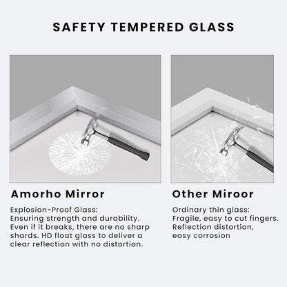 Amorho 20x30 Inch Bathroom Mirror Silver, Thick Metal Framed Wall Mirrors - Image 5