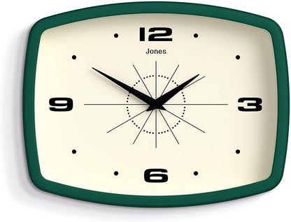 JONES CLOCKS® Movie wall Clock | Retro Rectangular Clock | 10 inch | Dark Green by JONESCLOCKS