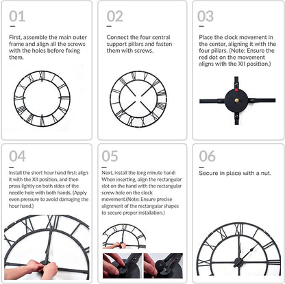 32 Inch Large Wall Clock for Living Room Decor – Easy-Assembly Silent - Image 5