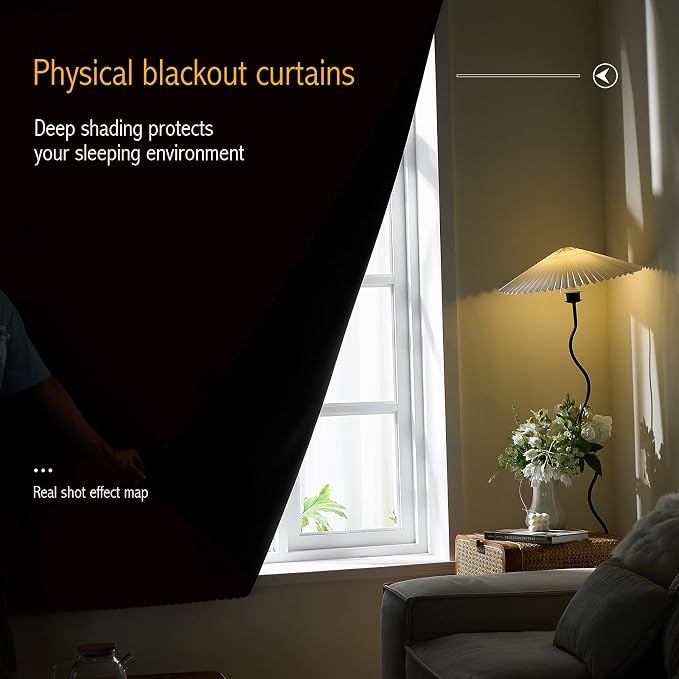 AJAZZ 100% Blackout Stick Curtain Portable Blackout Curtains Adhesive Curtains - Image 2