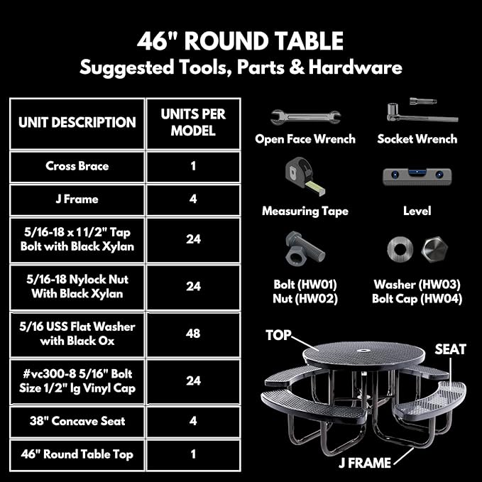 Coated Outdoor Furniture Heavy-Duty Portable Outdoor Kids Table with Umbrella Hole, Punched Steel Kids Picnic Table, Commercial-Grade, Made in America (46 In, Round, Childrens, Brown)