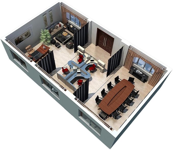 RYB HOME Extra Wide Long Curtain Privacy Office Space Divider Wall Panel - Image 8