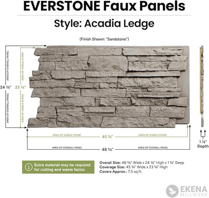 EverStone Acadia Ledge Faux Stone Panel, Dark Tobacco Color - Image 2