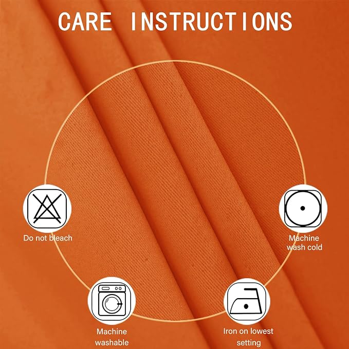 LEMOMO Blackout Curtains 66 x 54 Inch Long Orange Curtains Set of 2 Panels Room - Image 4