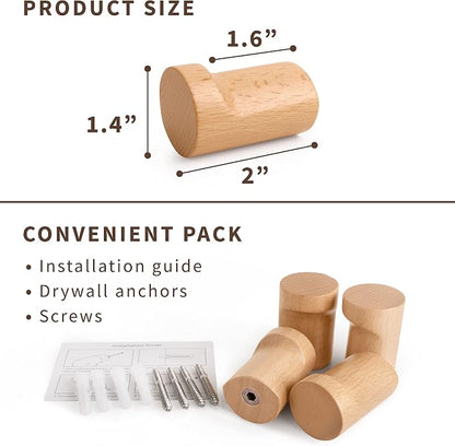 NAUMOO Natural Wooden Wall Hooks - Image 6