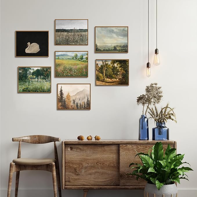 OIQArtOIQ Vintage Framed Wall Art Moody Grace Swan Canvas Art Prints Rustic - Image 7