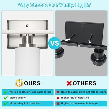 Ascher Bathroom Light Fixtures, 3-Light Vanity Light Over Mirror, Modern - Image 5