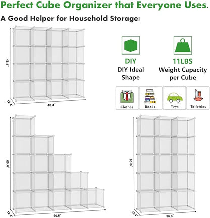 C&AHOME Cube Storage Organizer, 16-Cube Shelves Units, Plastic Storage Cubes - Image 2