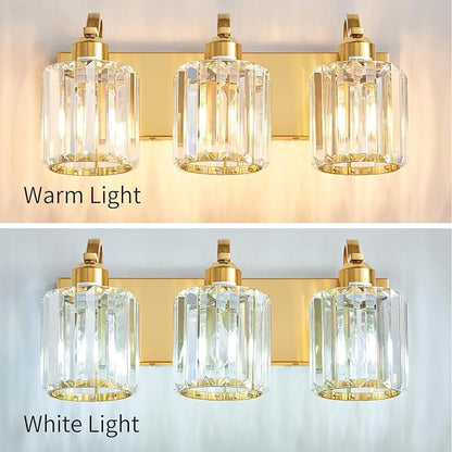 3-Light Gold Bathroom Light Fixtures, Modern Bathroom Vanity Lights Fixture - Image 6