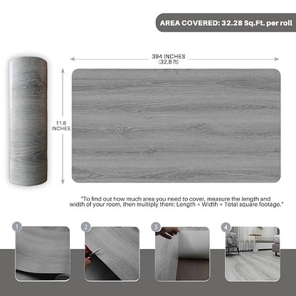 Wood Grain Peel and Stick Floor Tiles – 11.8” Width, Full Roll Length of 394" – - Image 2