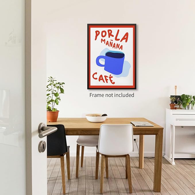 Kitchen Wall Art Por La Mañana Cafe Print Vintage Coffee Artwork Pictures - Image 6