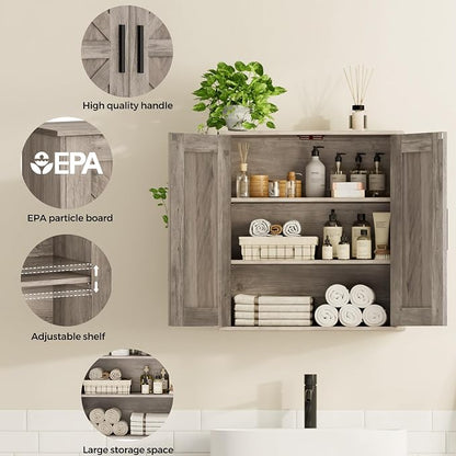 Homleke Bathroom Wall Cabinet, Over Toilet Storage Cabinet - Image 4