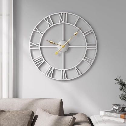Cuspin 20 Inch Wall Clock Large Silver Decorative Clocks, Modern Metal Round by Cuspin