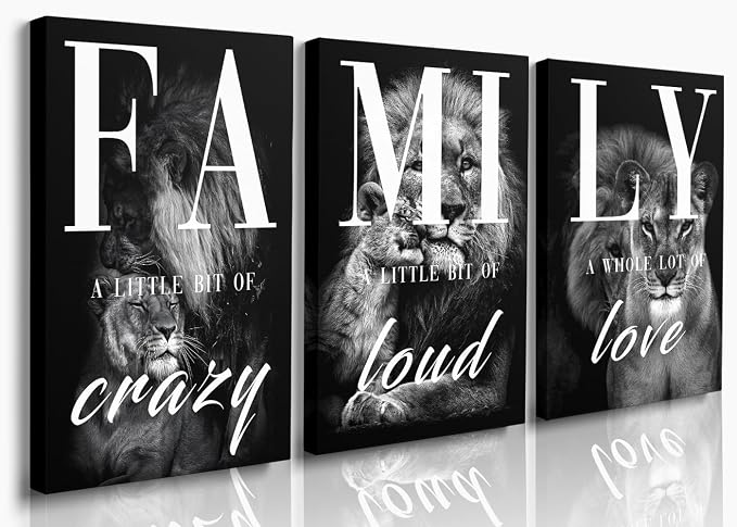 GUBIYU Farmhouse Family Wall Art Set of 3 Home Living Room Dining Room Wall by GUBIYU